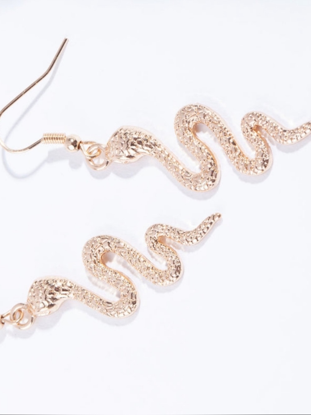 Elegant Gold Snake Dangle Earrings on hypoallergenic stainless ear wires NEW NWT - Picture 5 of 7